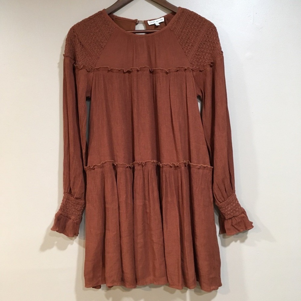 Anthropologie Moon River Tiered Midi Dress S Fairy Boho Peasant Festival Earthy